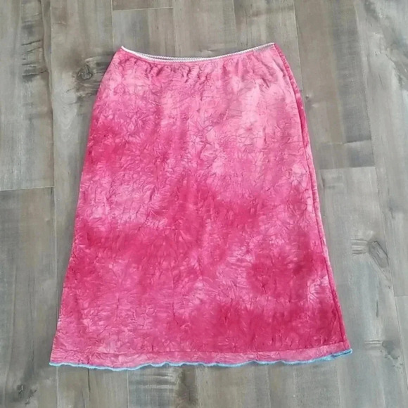 Y2K Pink And Blue  tie dye lettuce Hem  skirt - Picture 2 of 6